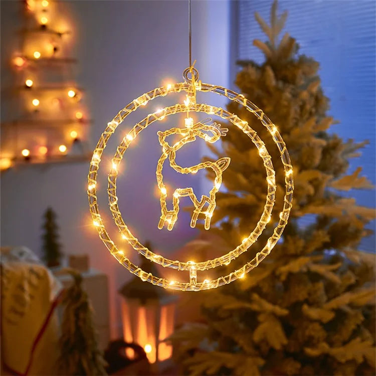IP68 Waterproof Dual Ring Christmas Light Window Decoration with Remote Control