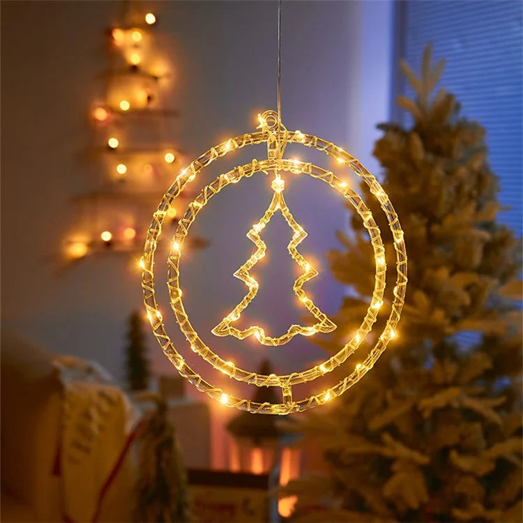 IP68 Waterproof Dual Ring Christmas Light Window Decoration with Remote Control