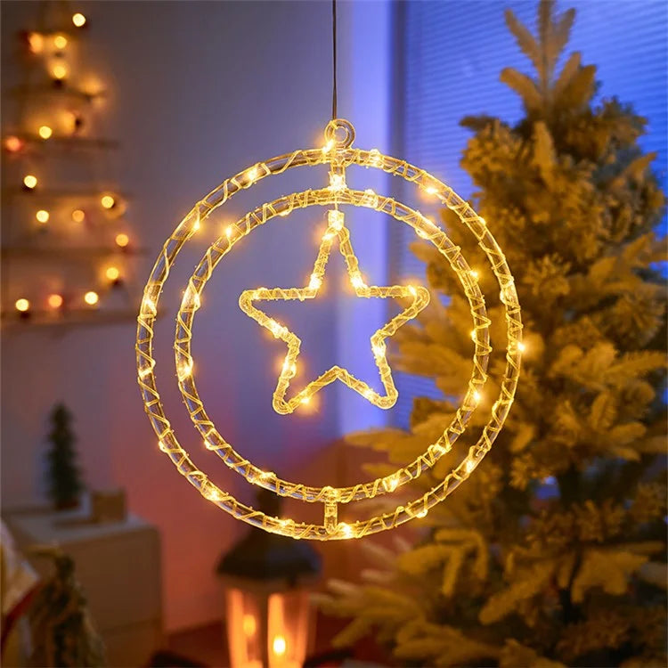 IP68 Waterproof Dual Ring Christmas Light Window Decoration with Remote Control
