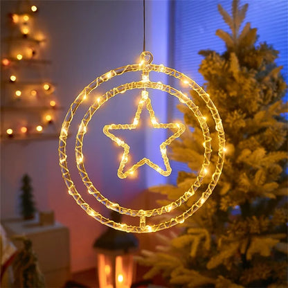 IP68 Waterproof Dual Ring Christmas Light Window Decoration with Remote Control