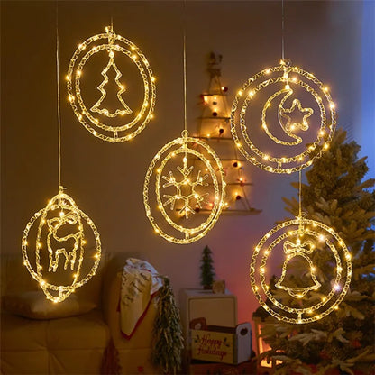 IP68 Waterproof Dual Ring Christmas Light Window Decoration with Remote Control