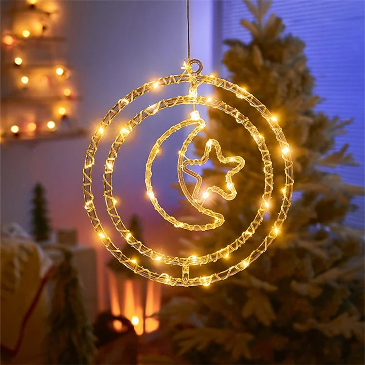 IP68 Waterproof Dual Ring Christmas Light Window Decoration with Remote Control