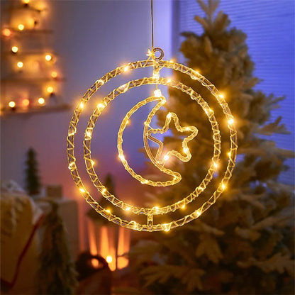 IP68 Waterproof Dual Ring Christmas Light Window Decoration with Remote Control