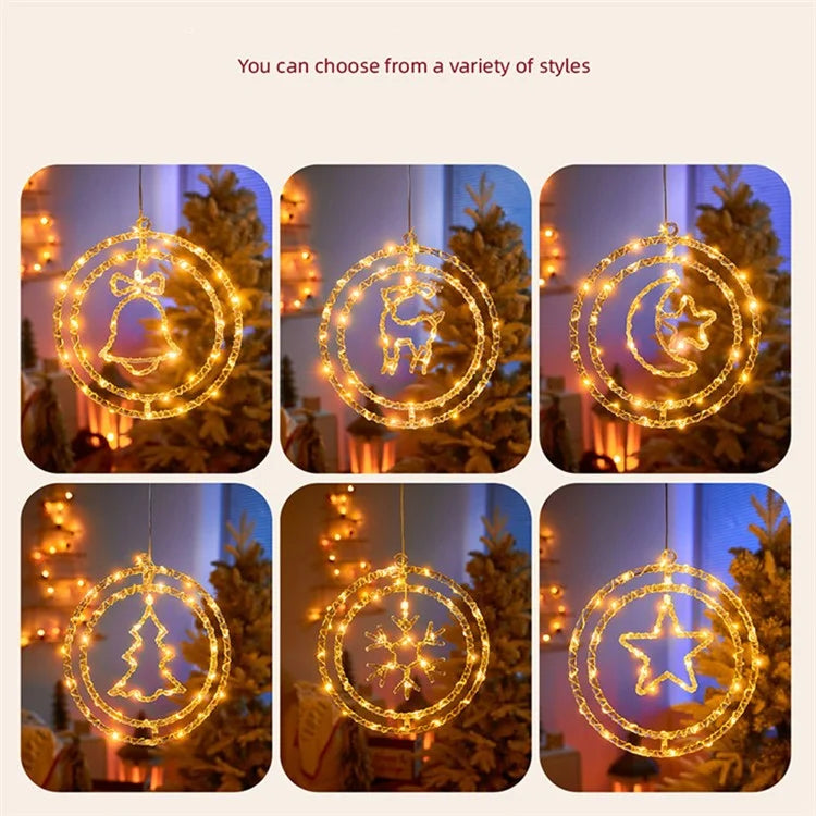 IP68 Waterproof Dual Ring Christmas Light Window Decoration with Remote Control