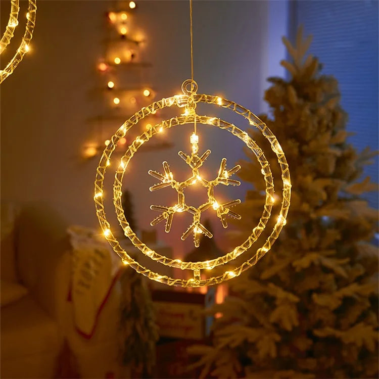 IP68 Waterproof Dual Ring Christmas Light Window Decoration with Remote Control