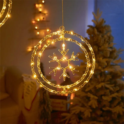 IP68 Waterproof Dual Ring Christmas Light Window Decoration with Remote Control