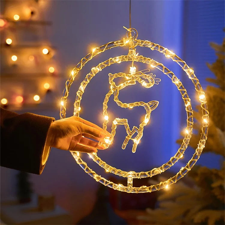 IP68 Waterproof Dual Ring Christmas Light Window Decoration with Remote Control