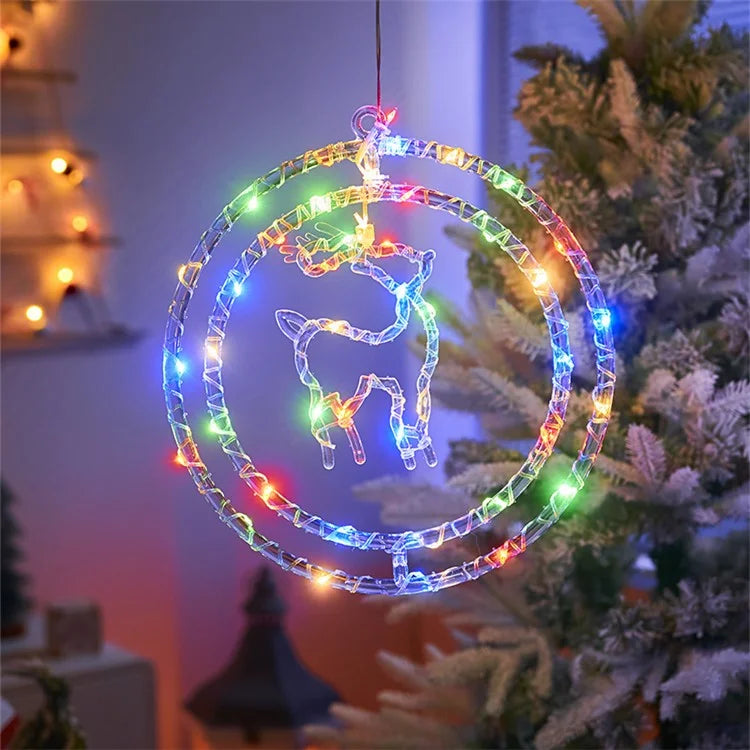 IP68 Waterproof Dual Ring Christmas Light Window Decoration with Remote Control