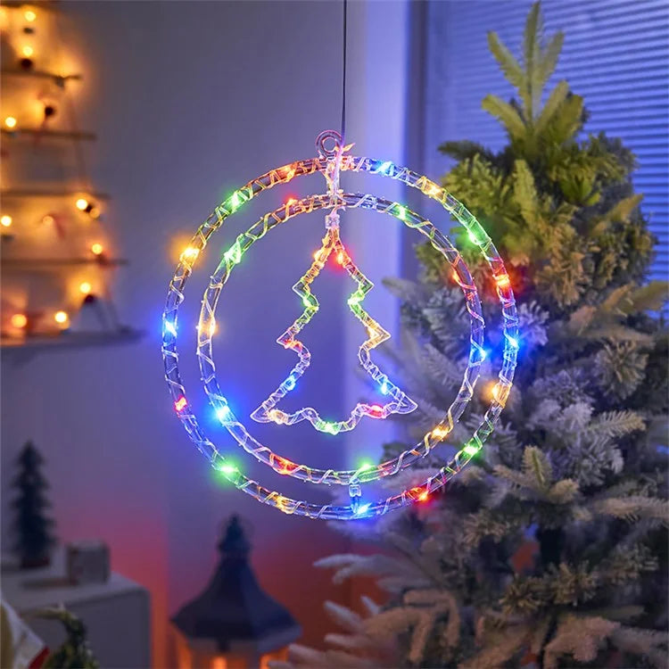 IP68 Waterproof Dual Ring Christmas Light Window Decoration with Remote Control