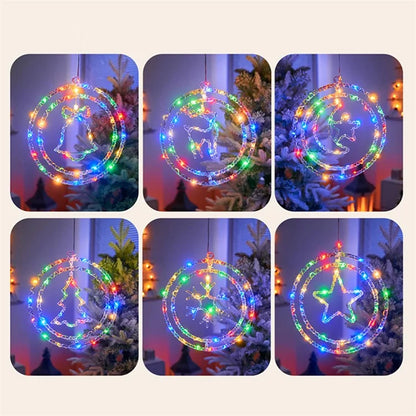IP68 Waterproof Dual Ring Christmas Light Window Decoration with Remote Control