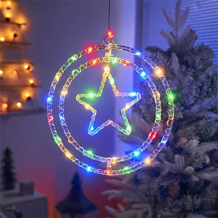 IP68 Waterproof Dual Ring Christmas Light Window Decoration with Remote Control