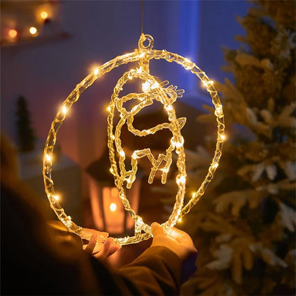 IP68 Waterproof Dual Ring Christmas Light Window Decoration with Remote Control
