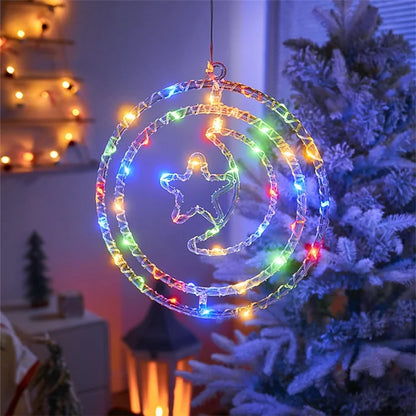 IP68 Waterproof Dual Ring Christmas Light Window Decoration with Remote Control