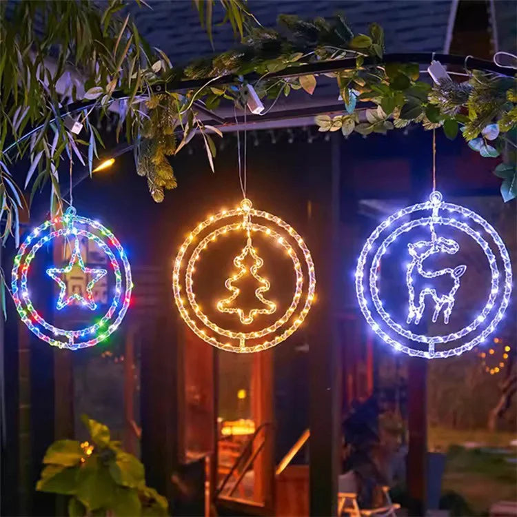 IP68 Waterproof Dual Ring Christmas Light Window Decoration with Remote Control
