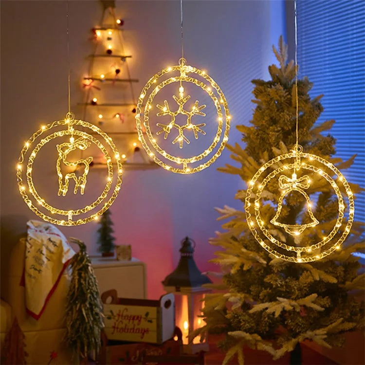 IP68 Waterproof Dual Ring Christmas Light Window Decoration with Remote Control