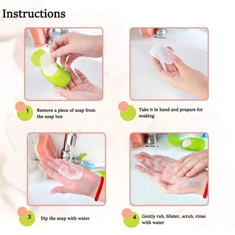 18Pcs Portable Disposable Soap Paper Travel Camping Washing Hand Bath Soap Sheets with Box