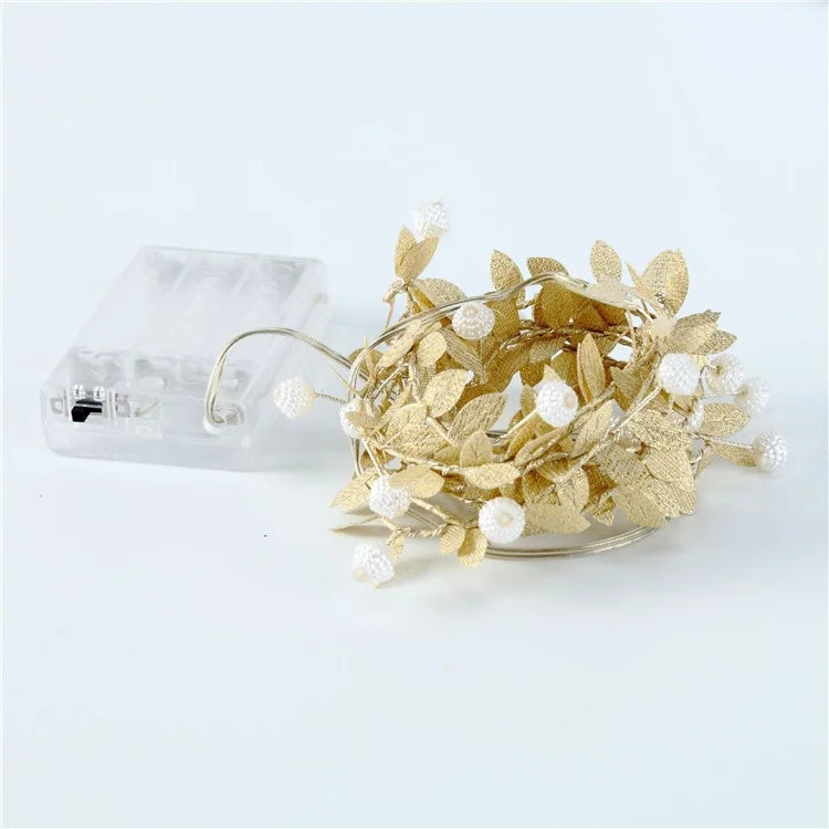 2m 20-LED Gold Leaf String Light Festival Christmas Party Decorative Light