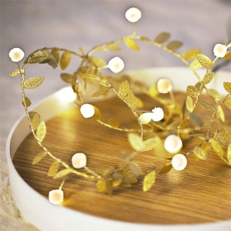 2m 20-LED Gold Leaf String Light Festival Christmas Party Decorative Light