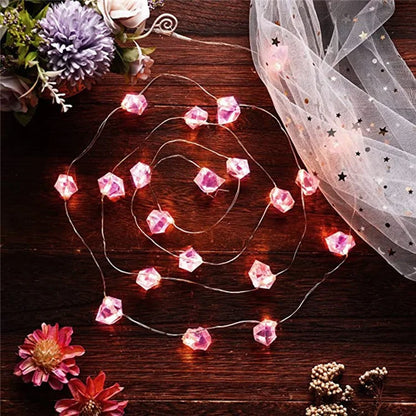 2m 20-LED Crystal Stone Design Decorative String Light Festival Home Ambient Night Light, Constant Light