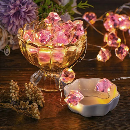 2m 20-LED Crystal Stone Design Decorative String Light Festival Home Ambient Night Light, Constant Light