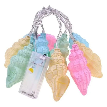 2m 10-LED Conch Shape Decorative String Light Home Party Ambient Night Lamp, Constant Light