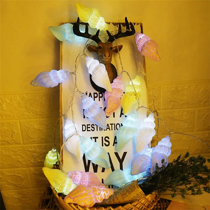 2m 10-LED Conch Shape Decorative String Light Home Party Ambient Night Lamp, Constant Light