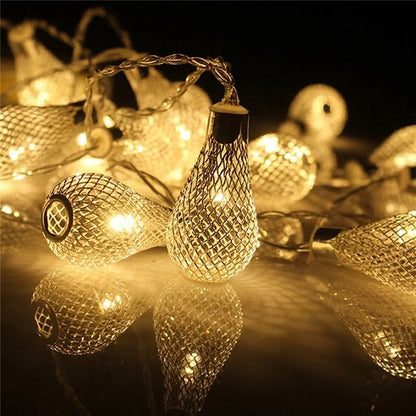 3m 20-LED Iron Art Water Drop String Light Home Party Decorative Ambient Lamp, Constant Warm Light