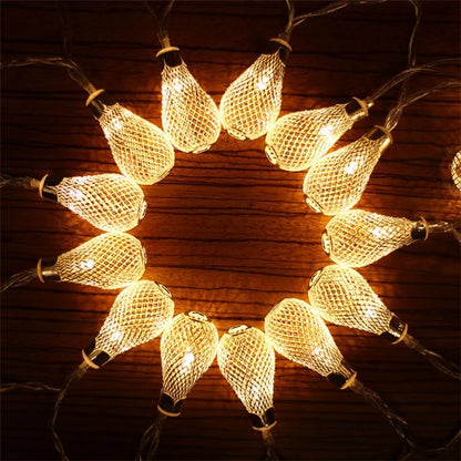 3m 20-LED Iron Art Water Drop String Light Home Party Decorative Ambient Lamp, Constant Warm Light