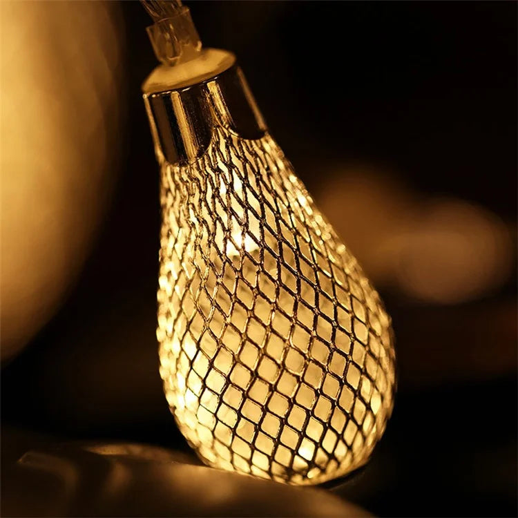 3m 20-LED Iron Art Water Drop String Light Home Party Decorative Ambient Lamp, Constant Warm Light