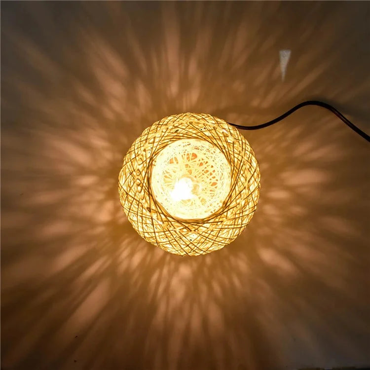 Rattan Ball Wax Melt Lamp Dimmable Decorative Night Light Aroma Diffuser Light Wax Melting Device, EU Plug