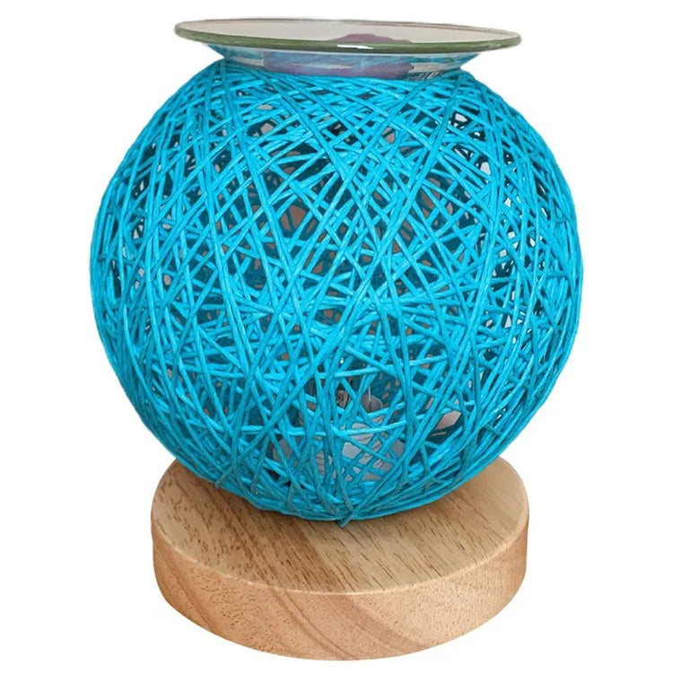 Rattan Ball Wax Melt Lamp Dimmable Decorative Night Light Aroma Diffuser Light Wax Melting Device, EU Plug