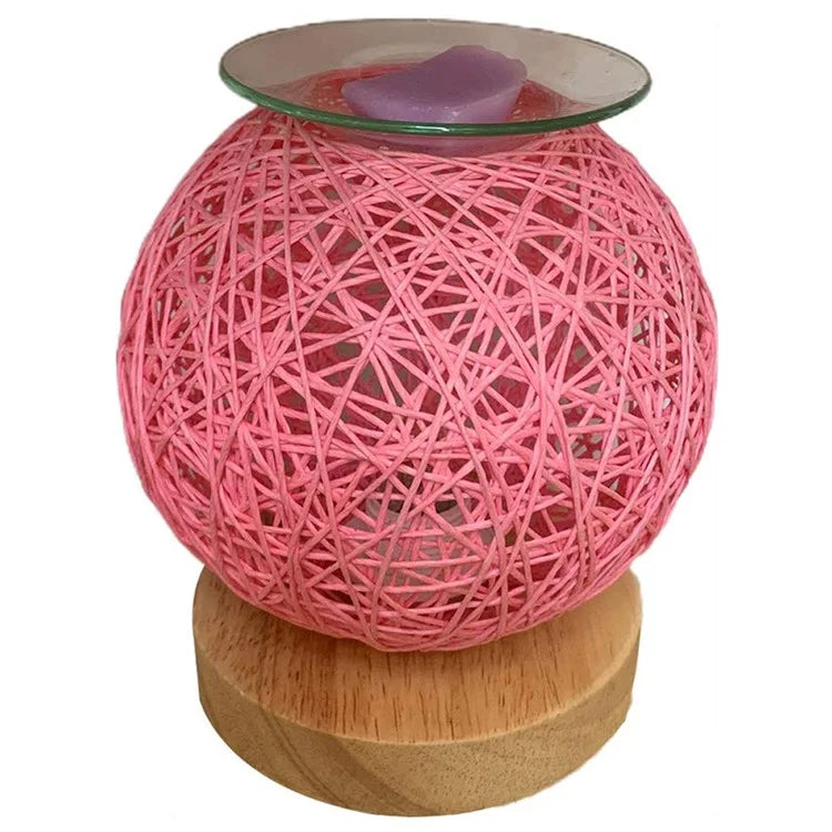 Rattan Ball Wax Melt Lamp Dimmable Decorative Night Light Aroma Diffuser Light Wax Melting Device, EU Plug