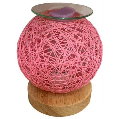 Rattan Ball Wax Melt Lamp Dimmable Decorative Night Light Aroma Diffuser Light Wax Melting Device, EU Plug