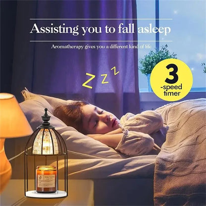 Scented Candle Warmer Dimmable Night Lamp Timing Function Jar Candles Melting Table Light, EU Plug