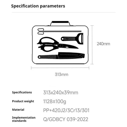 XIAOMIYOUPIN NEXTOOL NE20261 Knife Scissors Peeler Tong Cutting Board Small Table BBQ Cooking Tools Set (No FDA, BPA-Free)