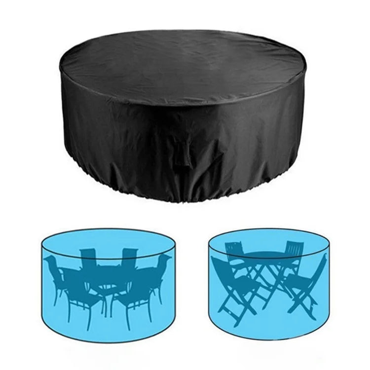 280x110cm Anti-UV 210D Oxford Cloth Outdoor Garden Round Furniture Dust Cover with Drawstring
