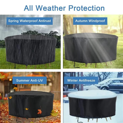 230x110cm Anti-UV 210D Oxford Cloth Outdoor Garden Round Furniture Dust Cover with Drawstring