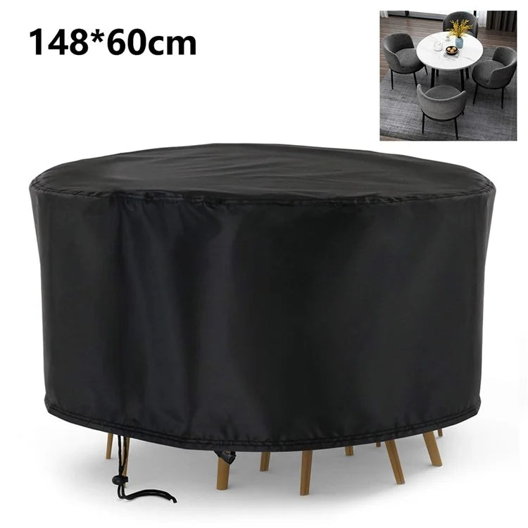 148x60cm Anti-UV 210D Oxford Cloth Outdoor Garden Round Furniture Dust Cover with Drawstring