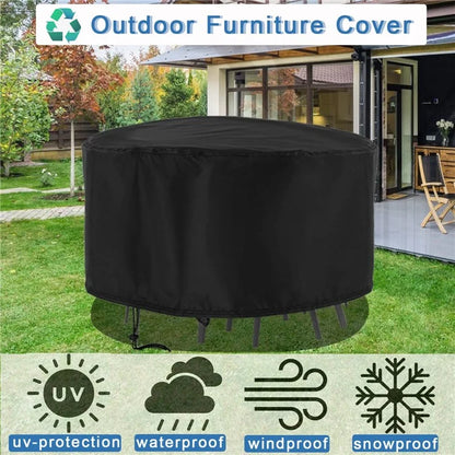 148x60cm Anti-UV 210D Oxford Cloth Outdoor Garden Round Furniture Dust Cover with Drawstring