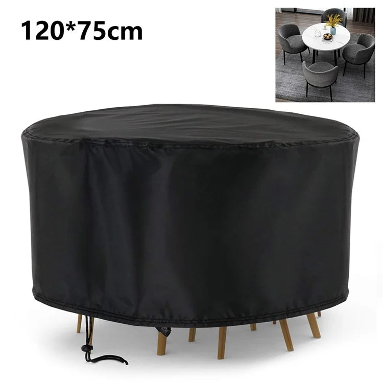 120x75cm Anti-UV 210D Oxford Cloth Outdoor Garden Round Furniture Dust Cover with Drawstring