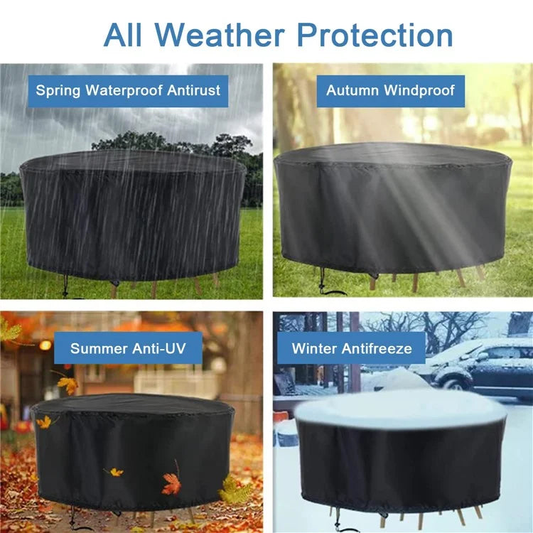 120x75cm Anti-UV 210D Oxford Cloth Outdoor Garden Round Furniture Dust Cover with Drawstring