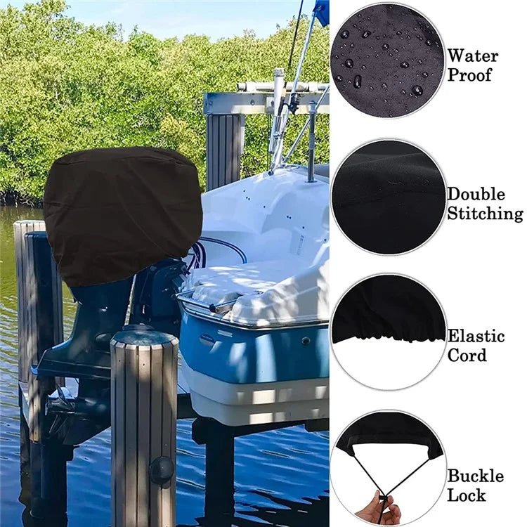 100-150HP 210D Oxford Cloth Yacht Half Outboard Motor Engine Dust Cover Marine Engine Protector, 74x45x58cm
