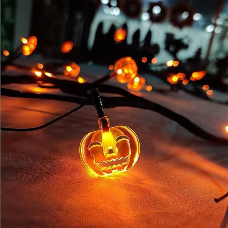 Halloween Garland Lights 1.8m 54 LED 8 Modes Pumpkin Bat Spider Willow Vine Twig Lights