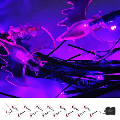 Halloween Garland Lights 1.8m 54 LED 8 Modes Pumpkin Bat Spider Willow Vine Twig Lights