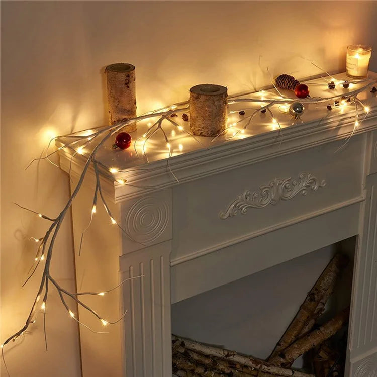 48 LED Rattan Branch Light with Remote Birch Tree Light String 8 Modes Waterproof Bendable Shape Room Decoration Art Light, 1.8M