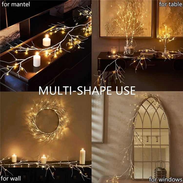 48 LED Rattan Branch Light with Remote Birch Tree Light String 8 Modes Waterproof Bendable Shape Room Decoration Art Light, 1.8M