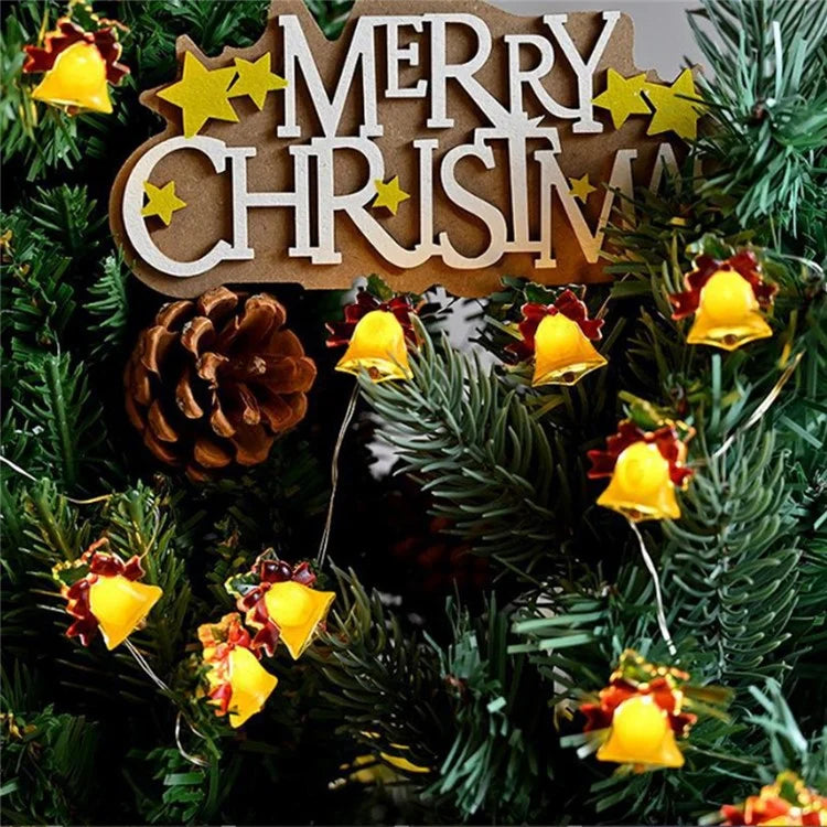 5m 50 Lights Christmas Tree Decoration Light String Christmas Bell Festive Atmosphere Light String Battery Powered