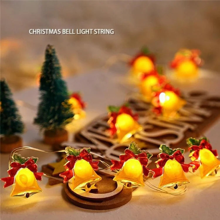 2m 20 Lights Christmas Tree Decoration Light String Christmas Bell Festive Atmosphere Light String Battery Powered