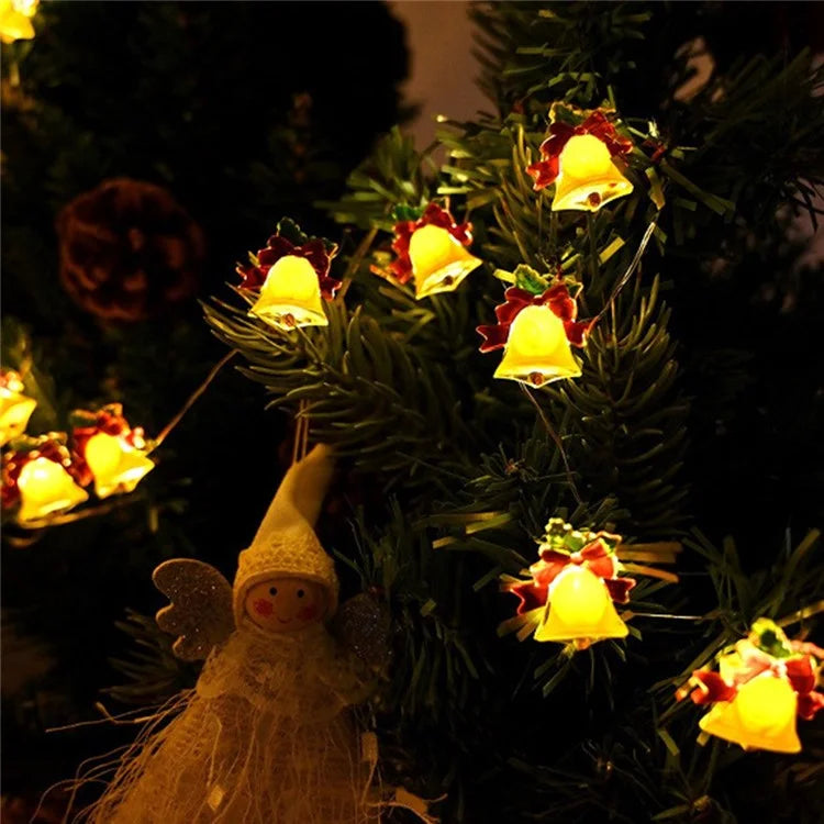 2m 20 Lights Christmas Tree Decoration Light String Christmas Bell Festive Atmosphere Light String Battery Powered