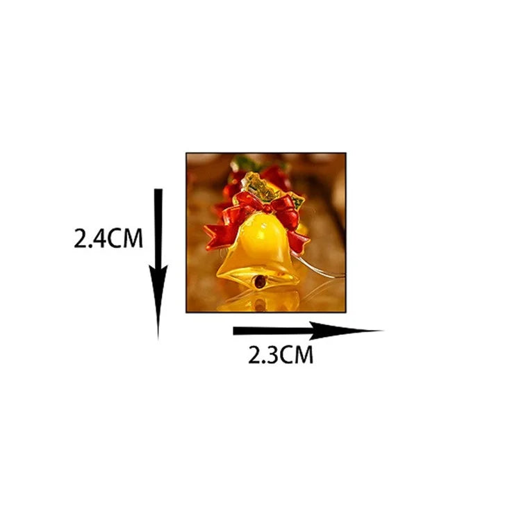 2m 20 Lights Christmas Tree Decoration Light String Christmas Bell Festive Atmosphere Light String Battery Powered